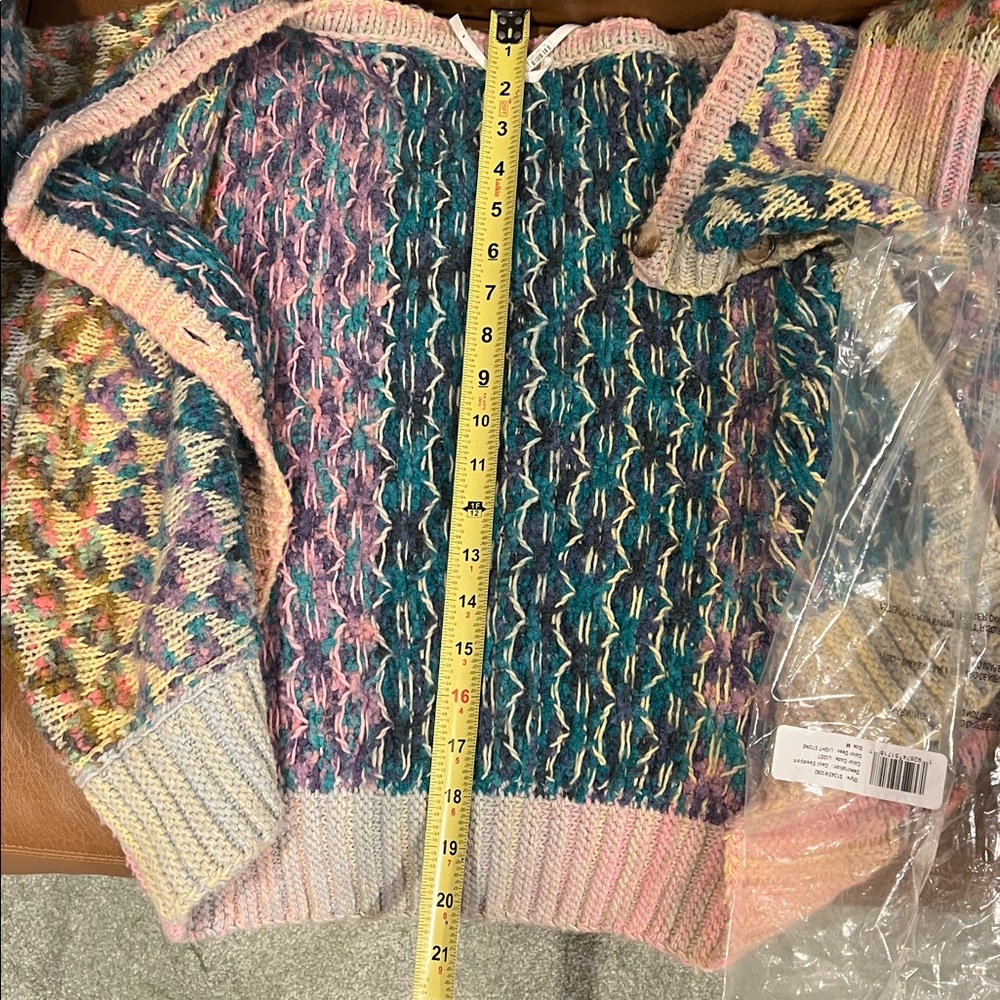 Anthropologie Stained Glass Multicolor Patterned Women's Sweater S Rare HTF - Picture 7 of 8